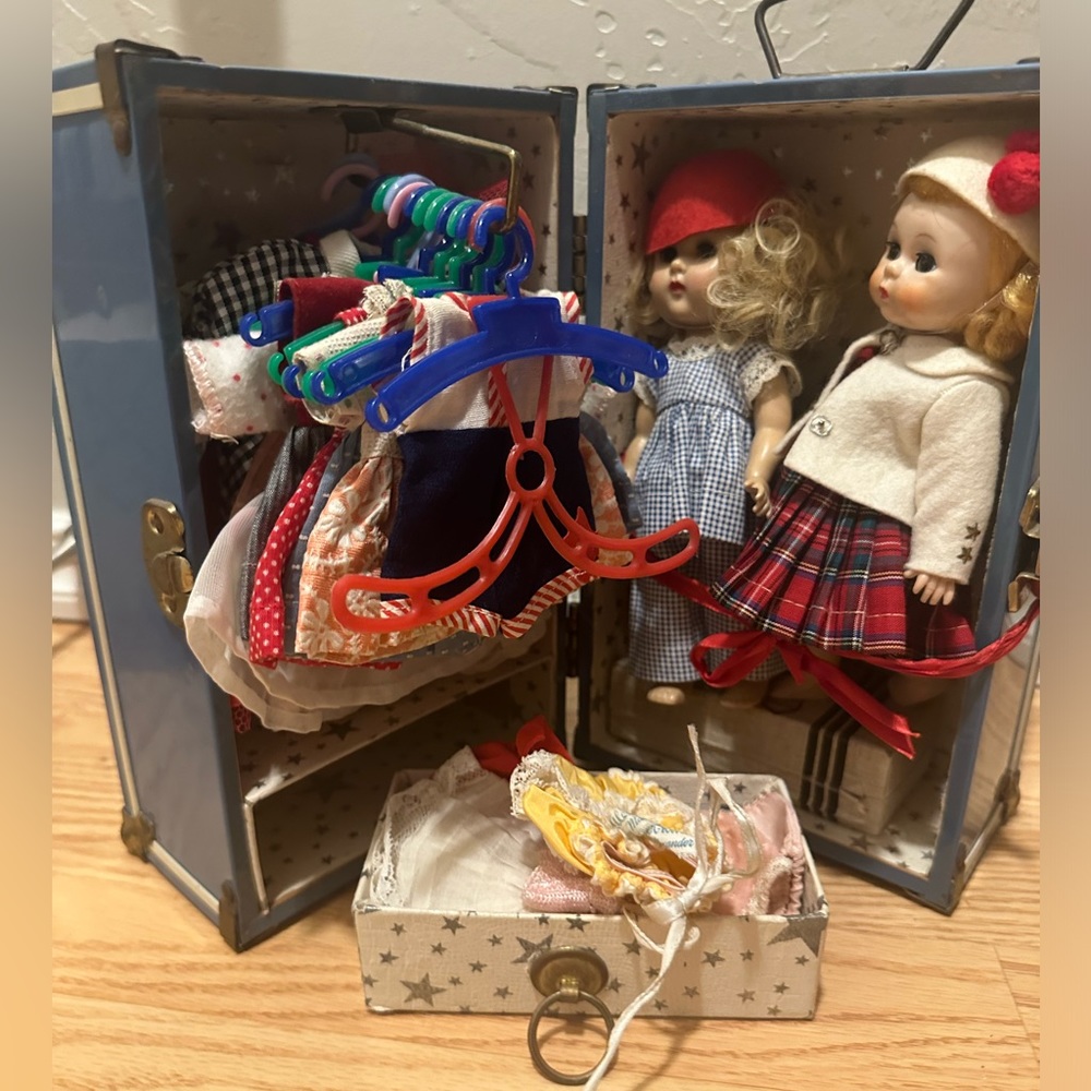 Madame Alexander ORIGINAL Doll Case, 2 Dolls, Clothes, Etc.